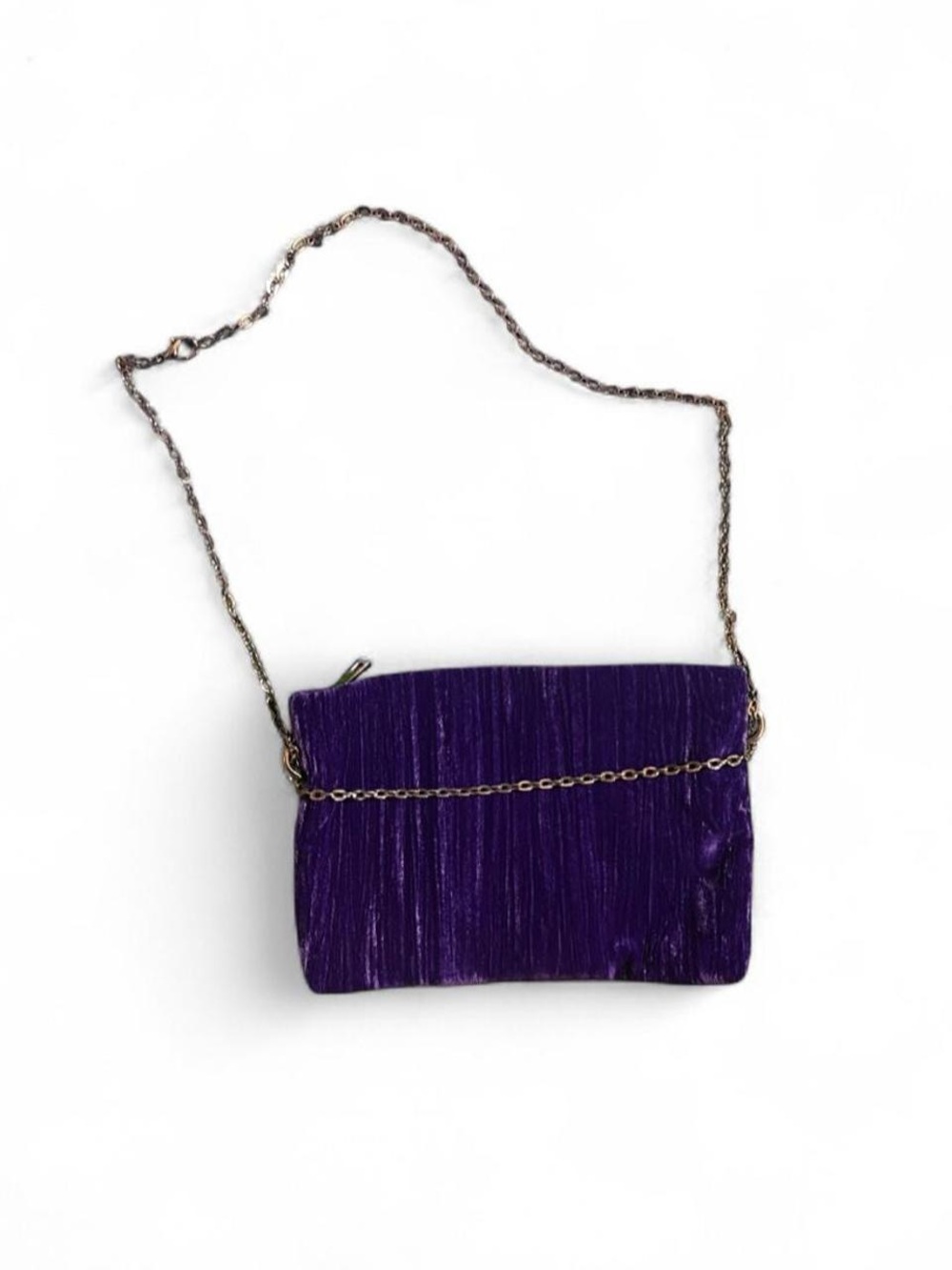Vintage Purple Velvet Pleated Shoulder Bag Chain